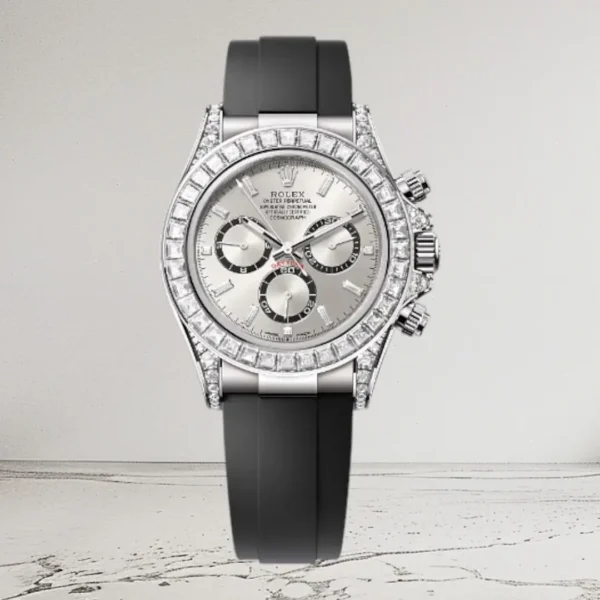 copy rolex daytona white gold diamond bezel black oysterflex band m126539tbr-0002 super clone