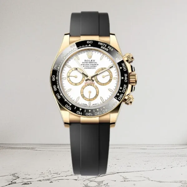 white gold rolex daytona black dial oysterflex m126519ln-0002 super clone